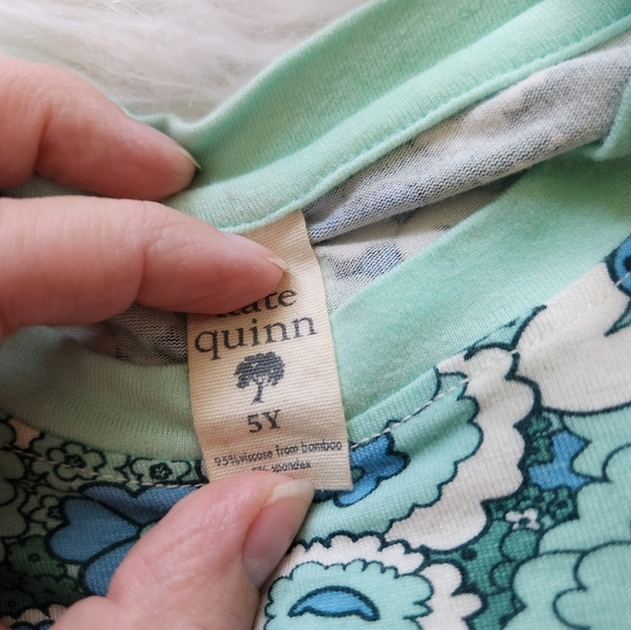 Kate Quinn Aqua Mod Floral Ringer Tee and Retro Shorts set size 5 - Picture 2 of 5